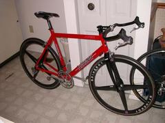 Scattante with old Spinergy Rev-X wheels and bullhorn bars